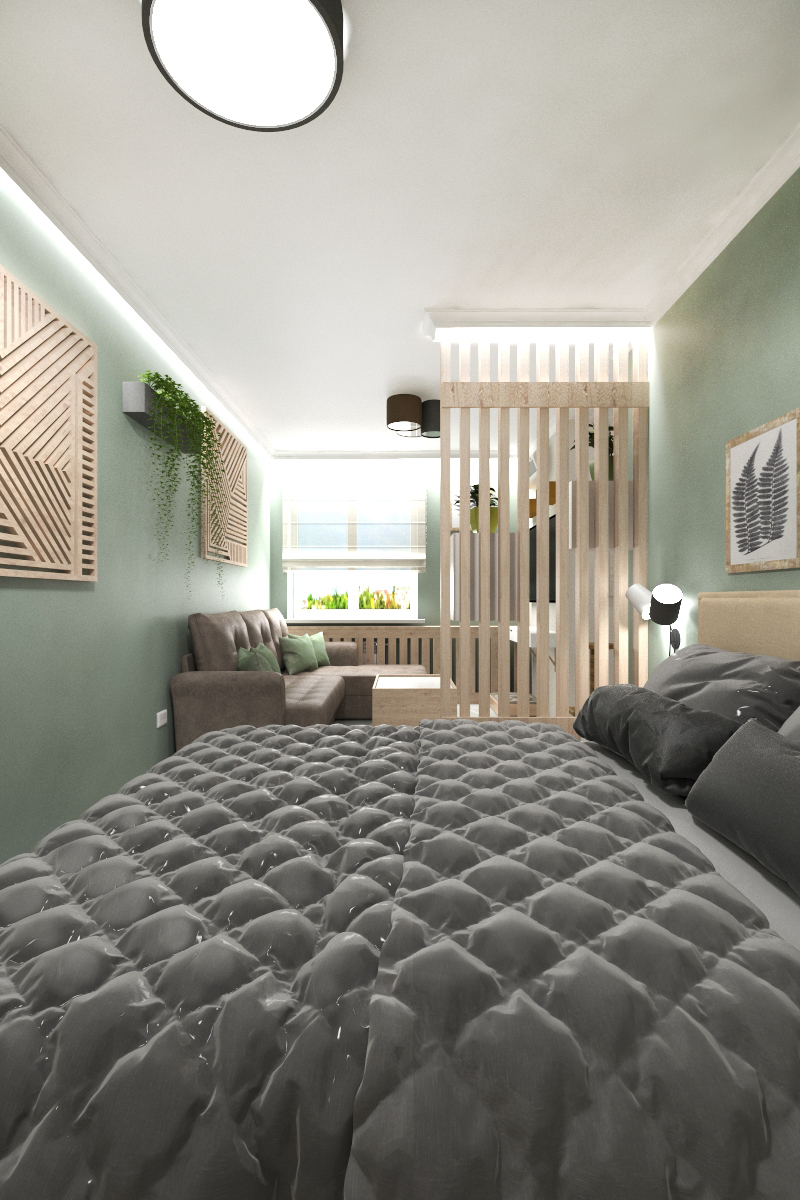 Design of a one-room apartment 44.3 m2 - My, Interior Design, Designer, Longpost, cat, Material