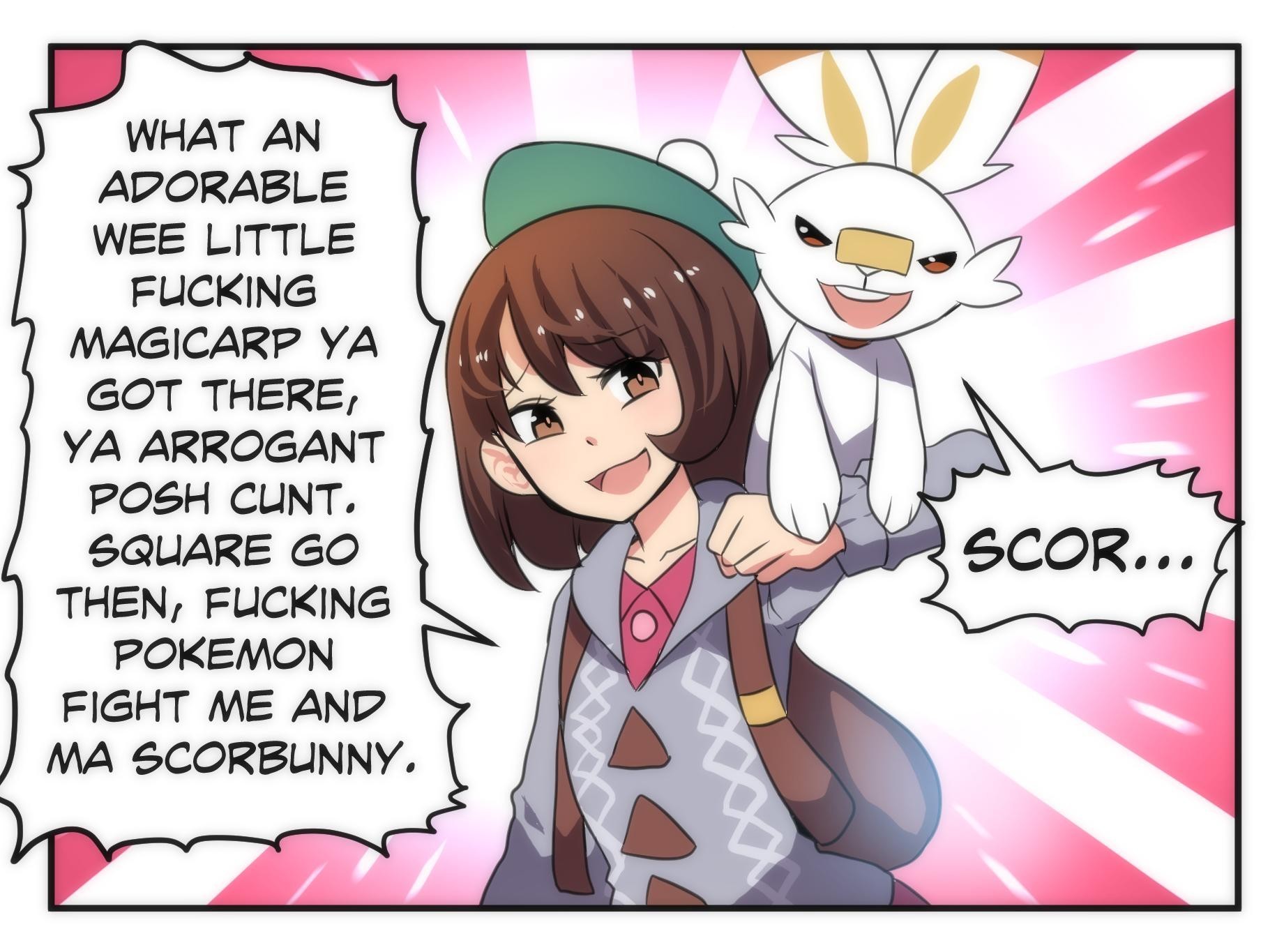 The new Pokemon trainer meets the Scottish protagonist. - Merryweather, Pokemon sword and shield, Marnie, Scottish, Longpost, Translated by myself, Anime art, Female Protagonist, Pokemon