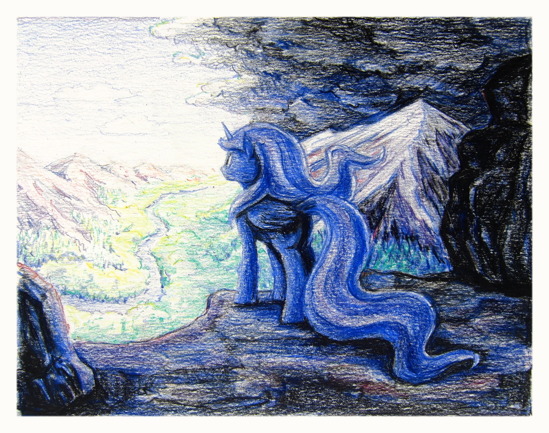 storm clouds - My little pony, Princess luna, Art, Traditional art, Oil pastel, Dahtamnay