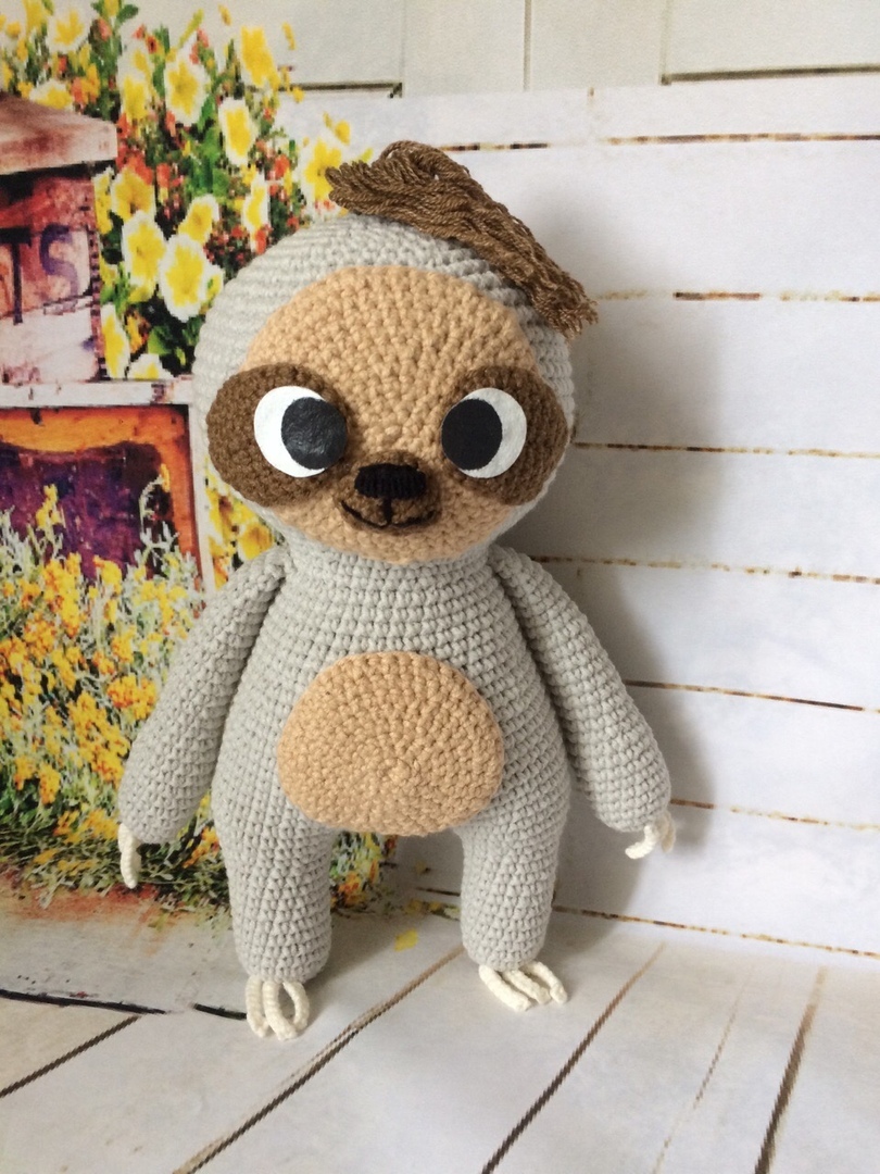 Sloth - My, Crochet, Sloth, Hobby, Needlework without process, Longpost