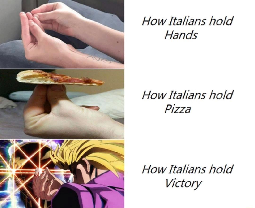 How Italians hold things (and it doesn't matter that Giorno is not Italian by nationality) - Jojos bizarre adventure, Vento aureo, Giorno Giovanna, Memes, Italians, Anime