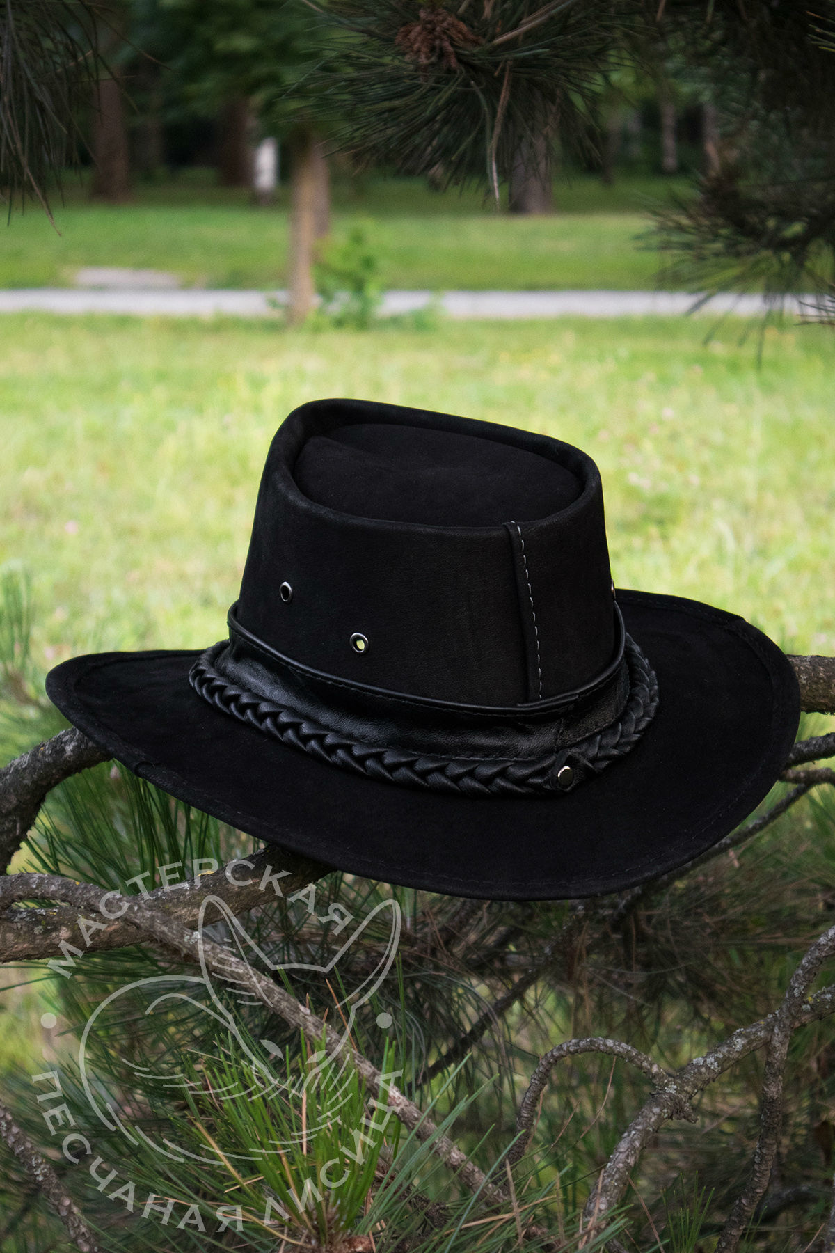 Black wide-brimmed hat - My, Handmade, Hat, Leather, With your own hands, Longpost, Needlework without process, Australian hat