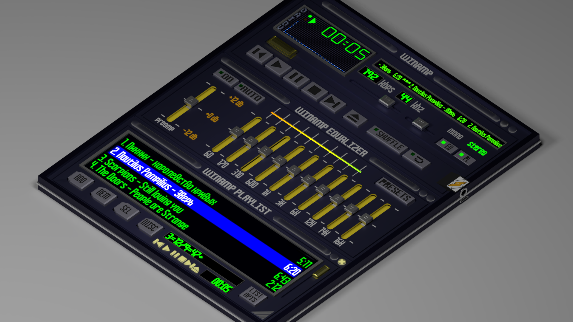 Winamp плеер - Моё, Winamp, 3D, Моделизм, Рендер, Blender, Графика, Плеер, Концепт, Длиннопост