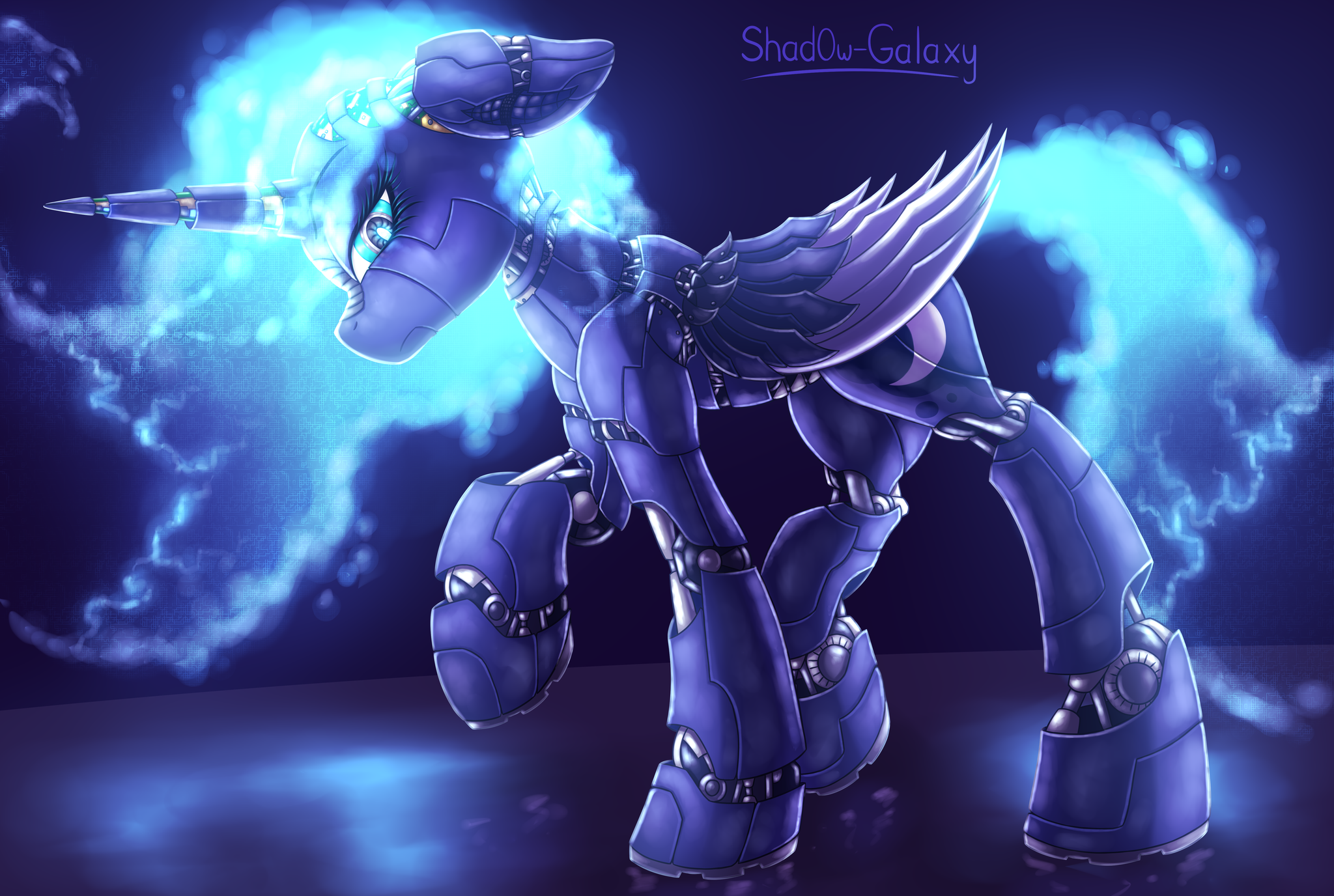Simulated Stars - My little pony, PonyArt, Princess luna, Shad0w-Galaxy, Cyberpunk, Robotpony