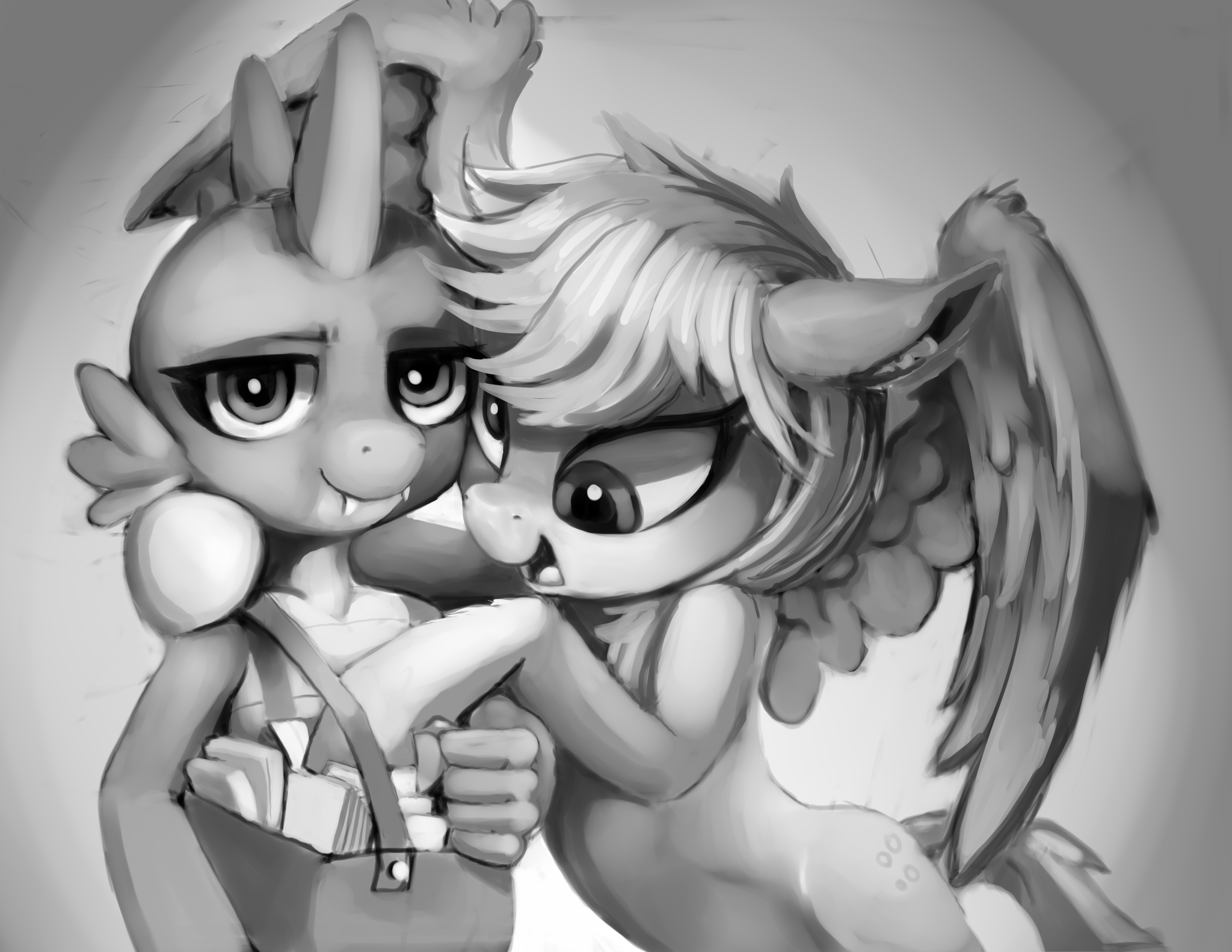 Derpy likes Spike's Package - My little pony, Spike, Derpy hooves, Сумка, Black and White Art, Gsphere, Black and white