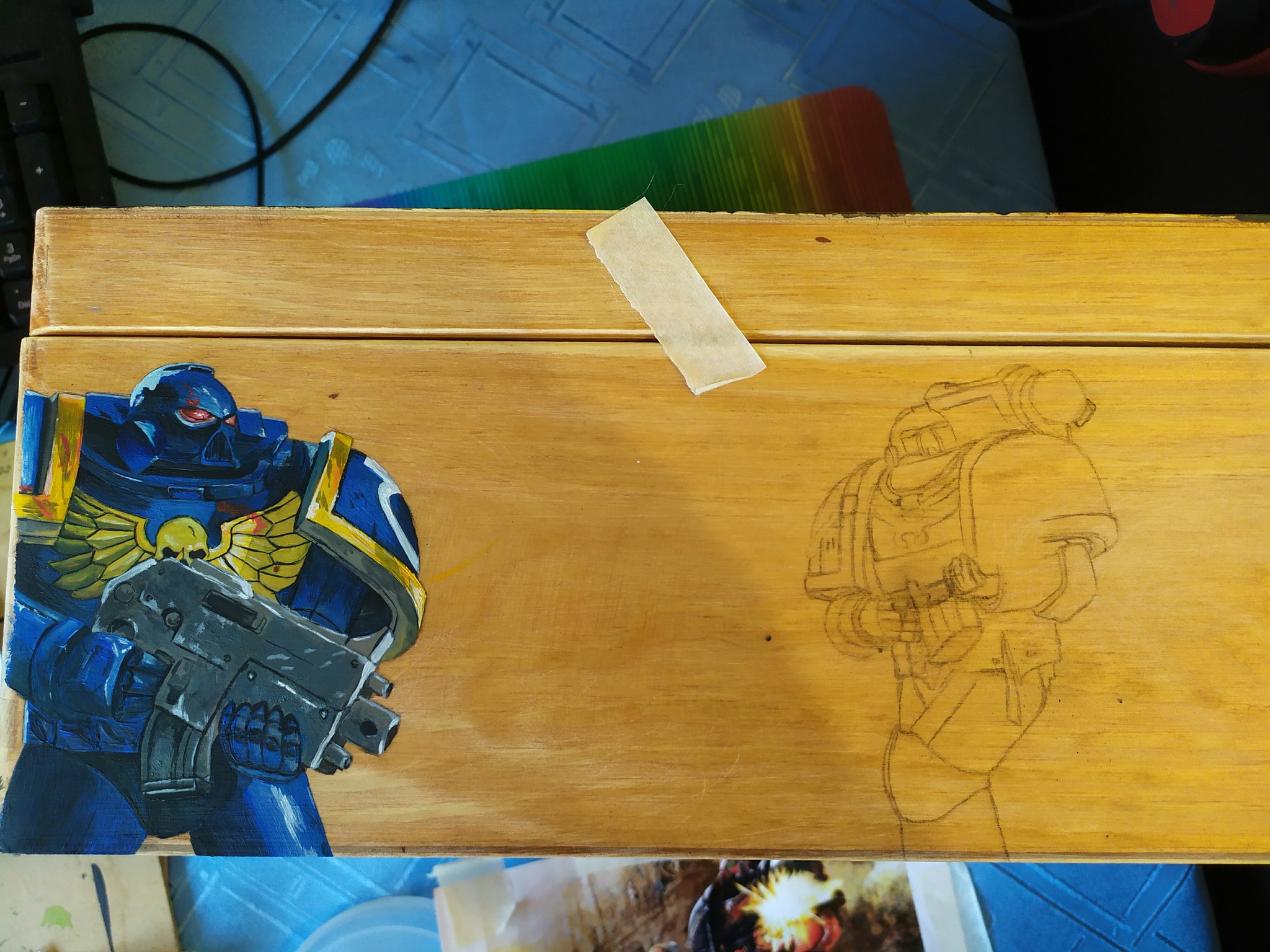 The box is half a year long. (Warhammer). - My, Warhammer 40k, Casket, Creation, Acrylic, To tears, Space Marine, Dreadnought, Longpost