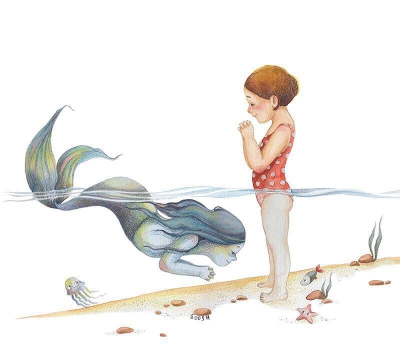 Good watercolors from Soosh - Art, Drawing, Illustrations, Watercolor, Girl, Mermaid, Longpost