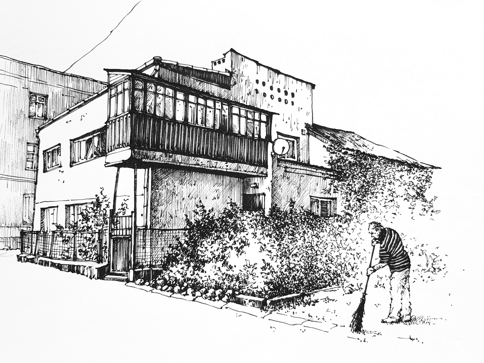 Again I am with my houses) - My, Drawing, Sketch, Art, Art, House, Graphics, Plein air, Longpost