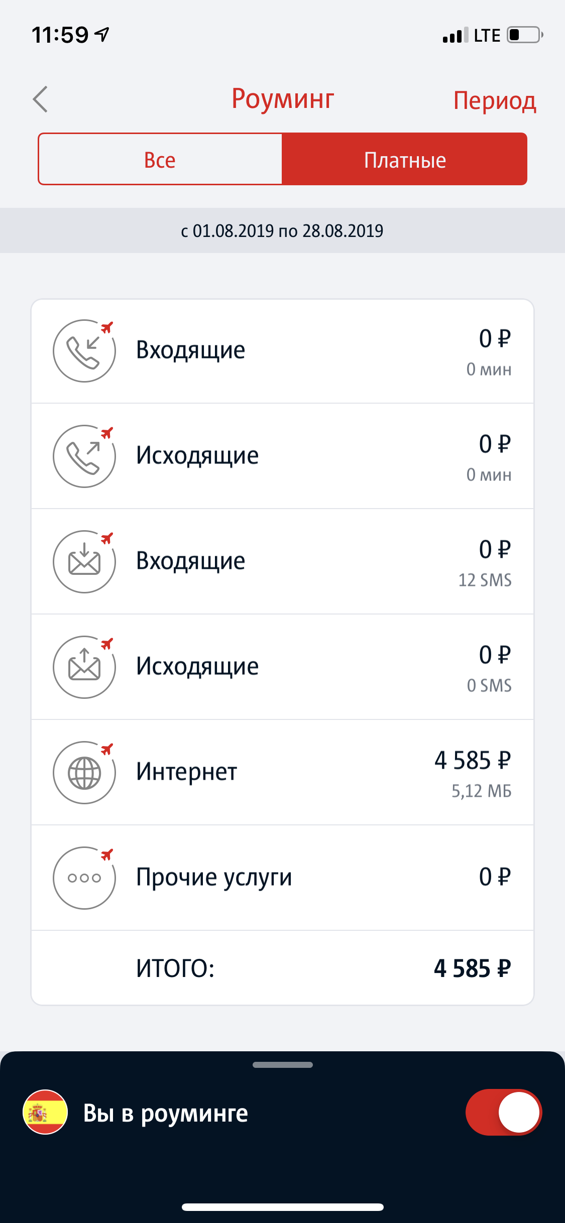 MTS withdrew 4500 rubles for 5MB of traffic - My, MTS, Roaming, Screenshot, Longpost