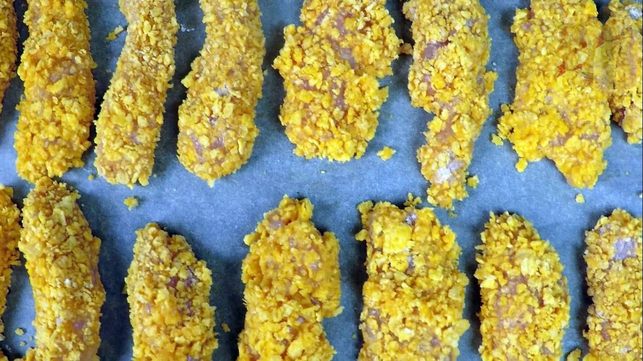 Crispy chicken in corn breading - My, With grandfather at lunch, Video recipe, Chicken recipes, Recipe, Breading, Video, Longpost