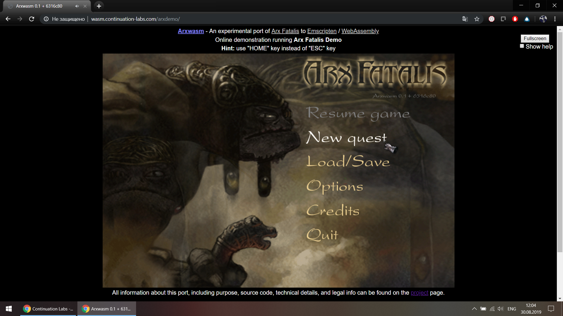 Demo port of Arx Fatalis in browser - Browser games, Online Games, RPG