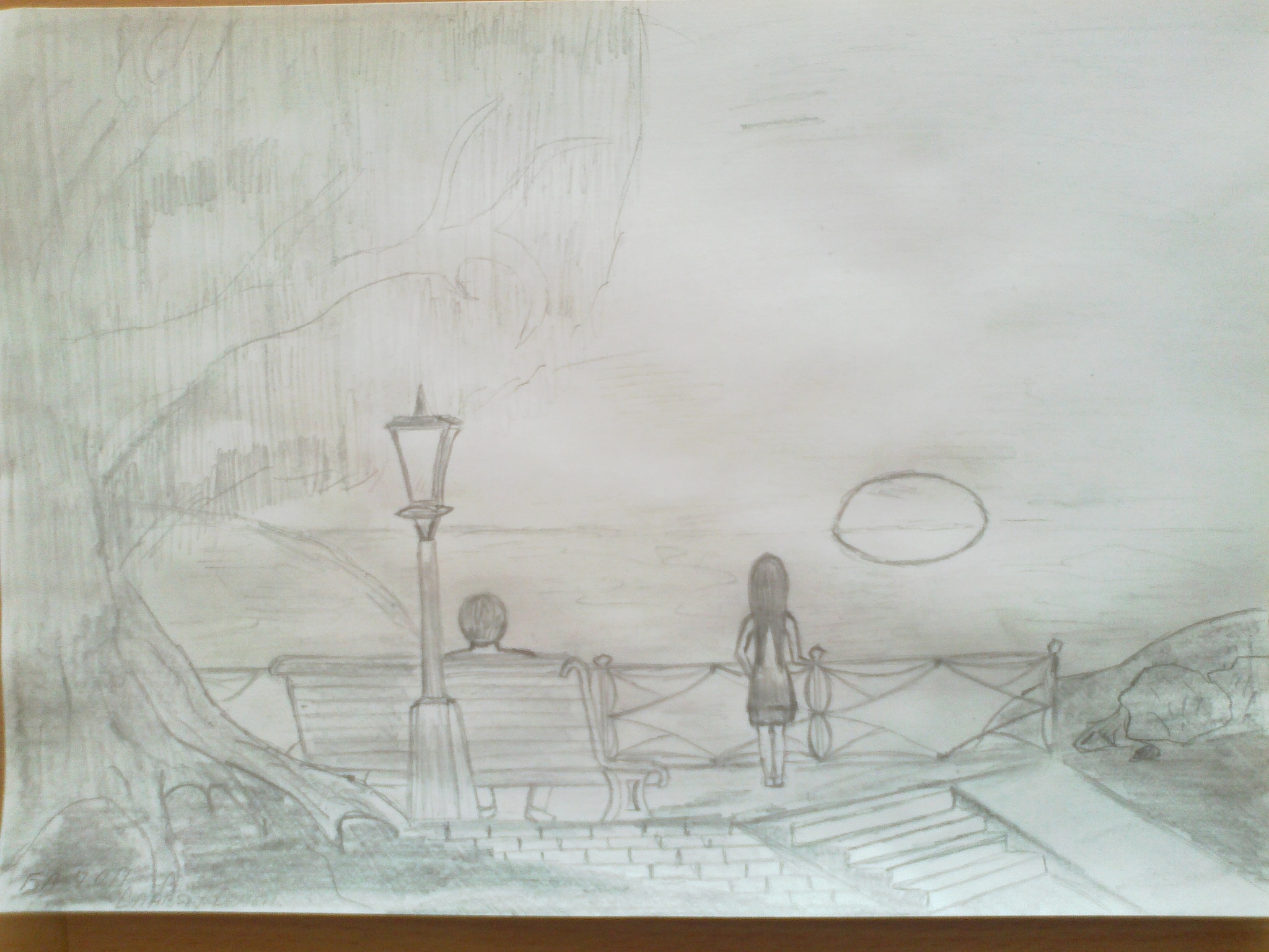 Sam and Slavya. Embankment. - My, Endless summer, Visual novel