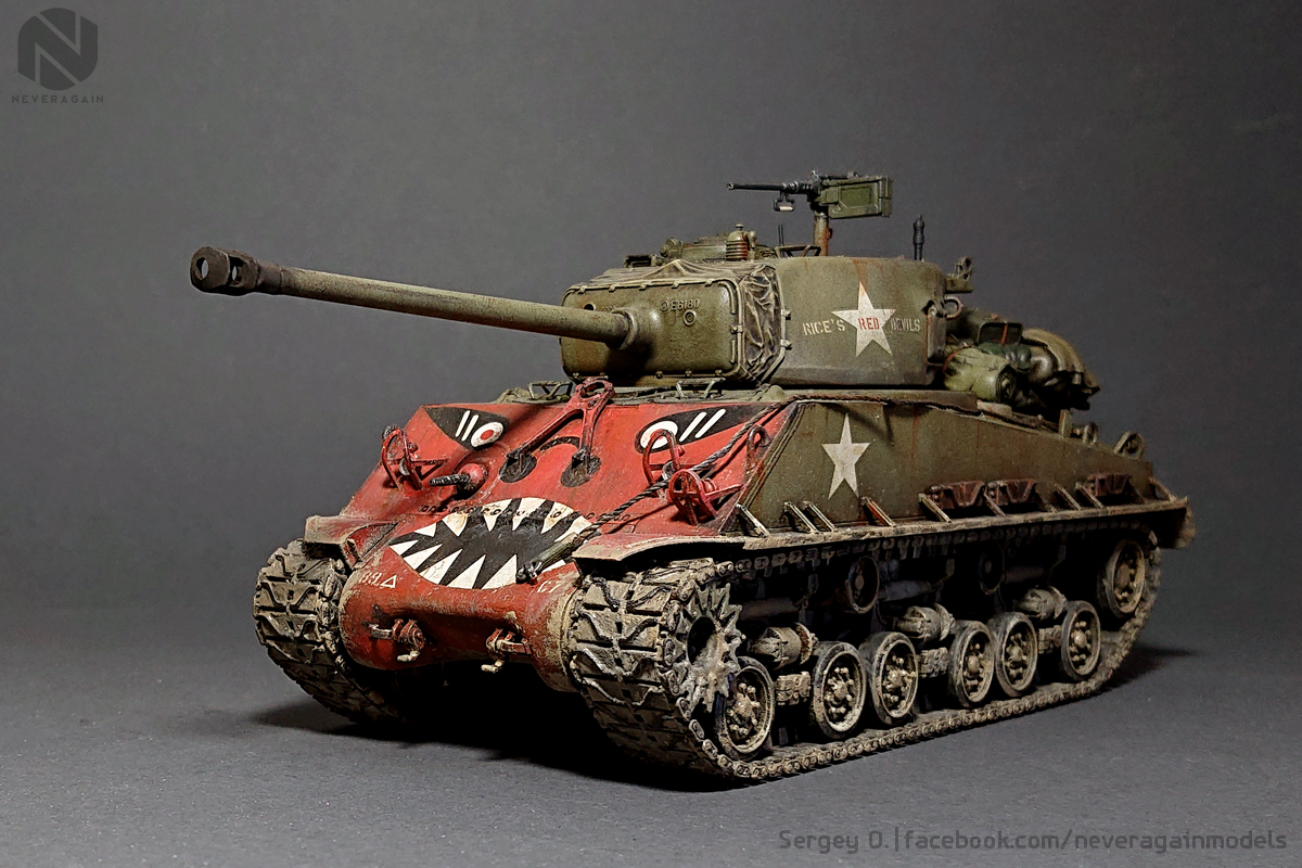 Red Devil door Captain Clifford Rice - My, Modeling, Stand modeling, Sherman, Tanks, Scale 1:35, Scale model, BTT, Longpost