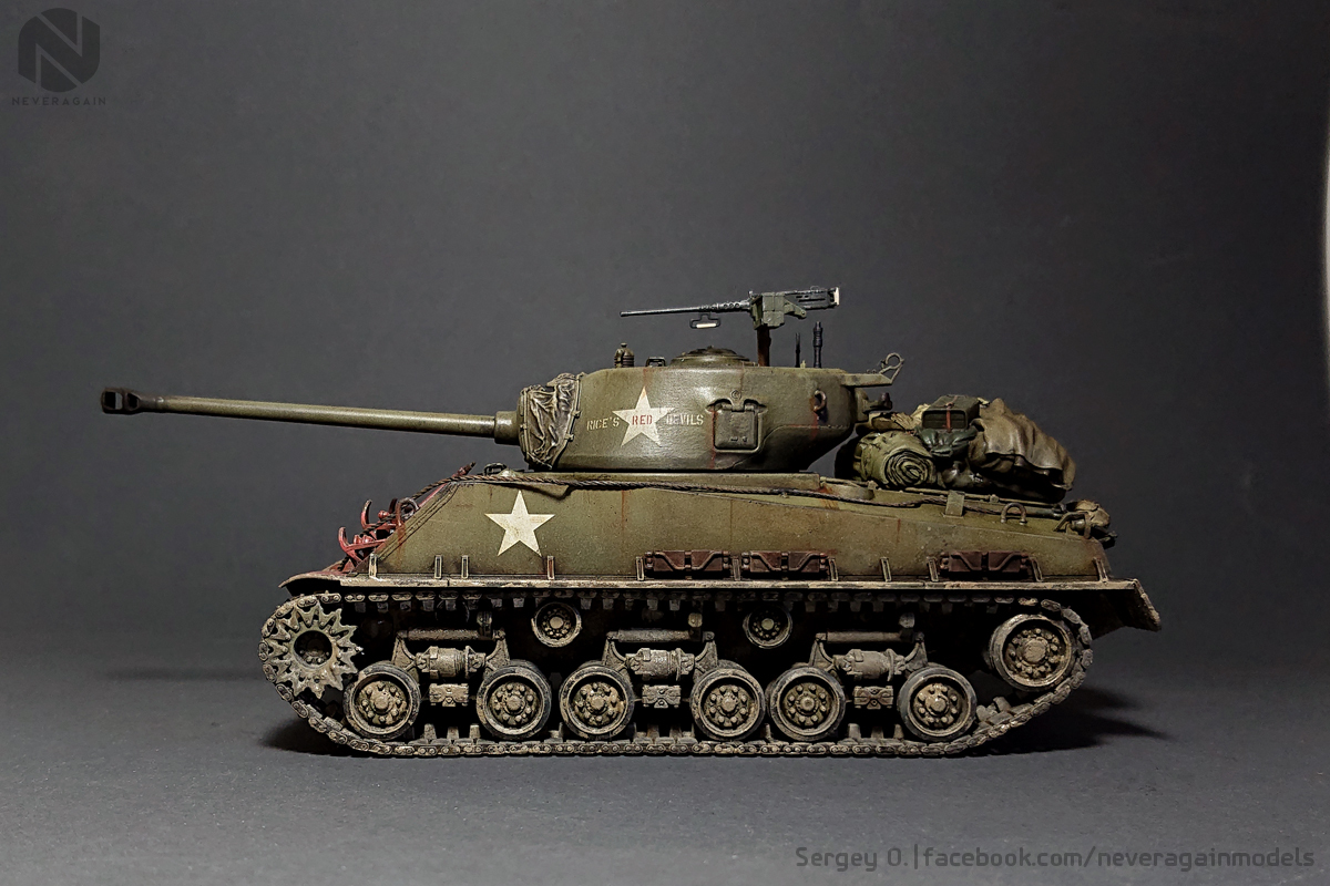 Red Devil door Captain Clifford Rice - My, Modeling, Stand modeling, Sherman, Tanks, Scale 1:35, Scale model, BTT, Longpost