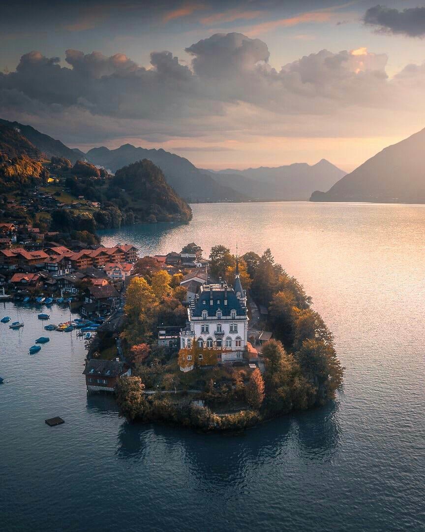 Iseltwald - The photo, Switzerland, Landscape, beauty, Lock, Village