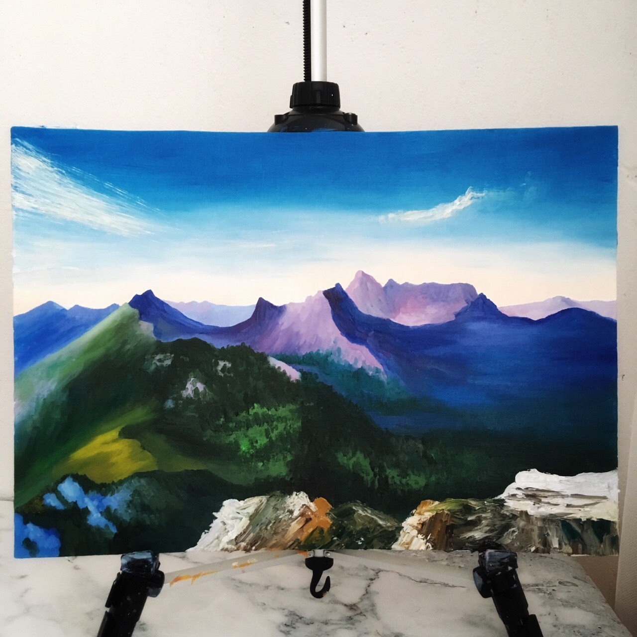 Oil, canvas 50*35, i) - My, Painting, Painting, Oil painting, Landscape, The mountains