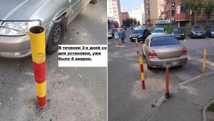 In Kazan, the driver equipped a private parking lot right at the crossroads - Violation of traffic rules, Auto, Driver, Kazan, Parking, Traffic police, Arbitrariness, Negative