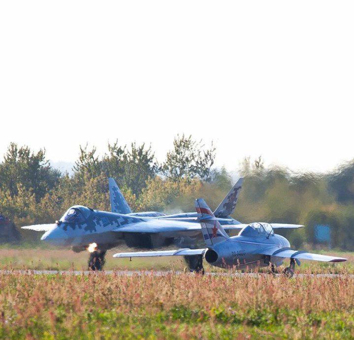 Meeting of generations - Aviation, the USSR, Russia, Mig-15, MiG-15uti, Su-57, t-50