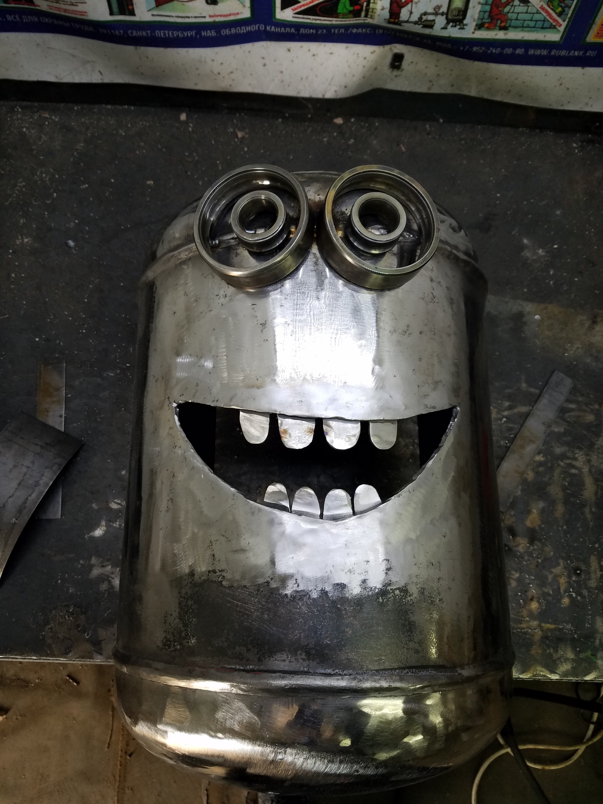 Minion. - My, Minions, Needlework, Gas bottle, Metal, Welding, Garage, Video, Longpost