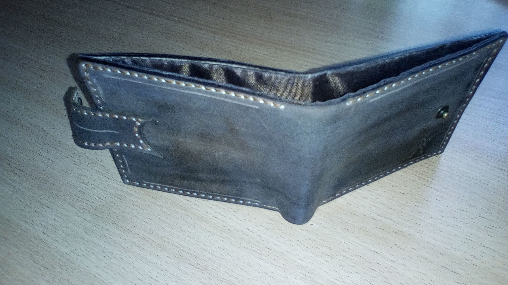 Men's leather wallet - My, Needlework without process, Leather craft, With your own hands, Longpost