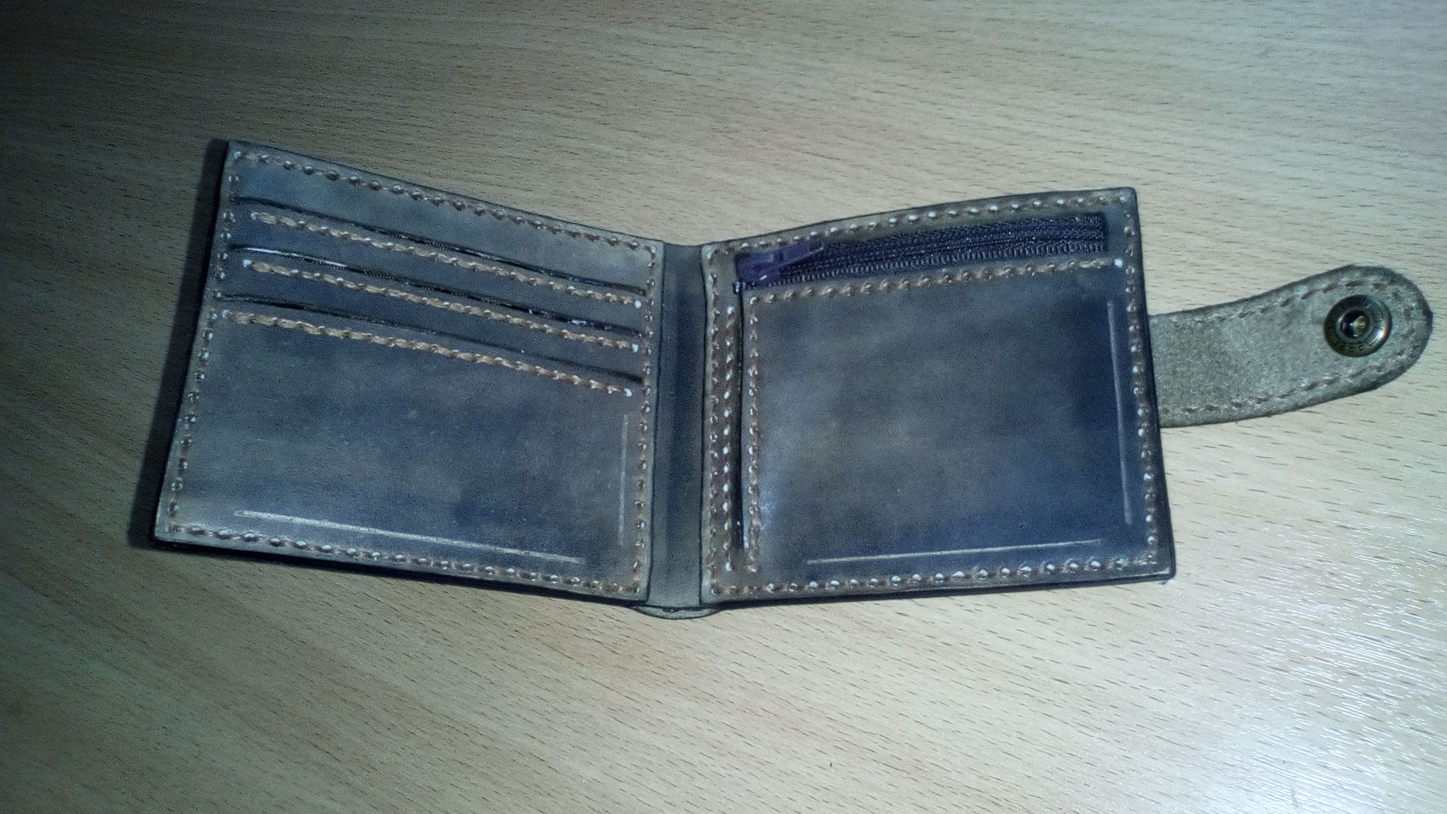 Men's leather wallet - My, Needlework without process, Leather craft, With your own hands, Longpost