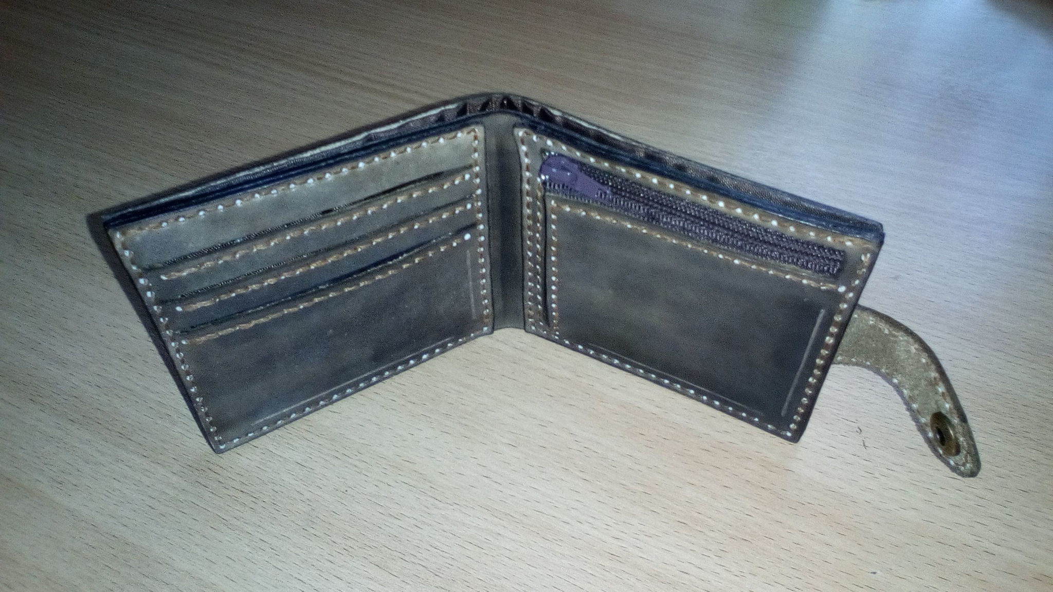 Men's leather wallet - My, Needlework without process, Leather craft, With your own hands, Longpost