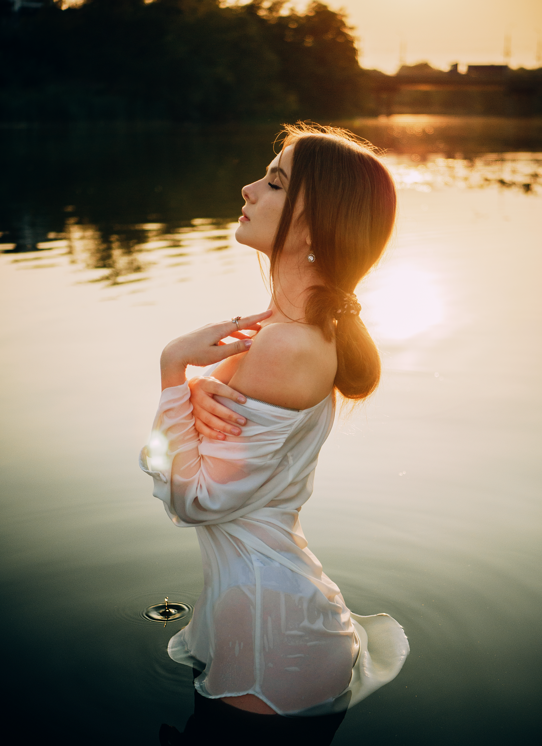 Sunset - My, Sunset, River, Beautiful girl, I want criticism