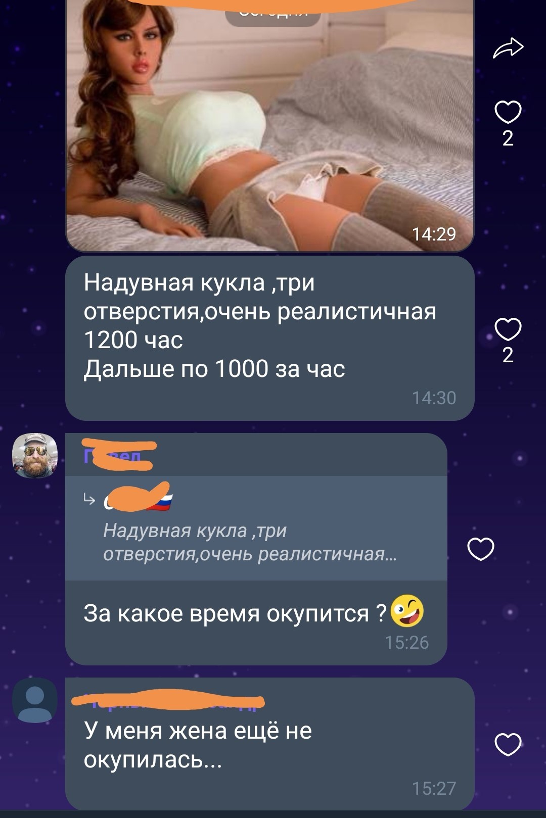 Жена, ещё не окупилась - NSFW, Моё, Чат, Юмор, Кукла, Жена, Окупаемость