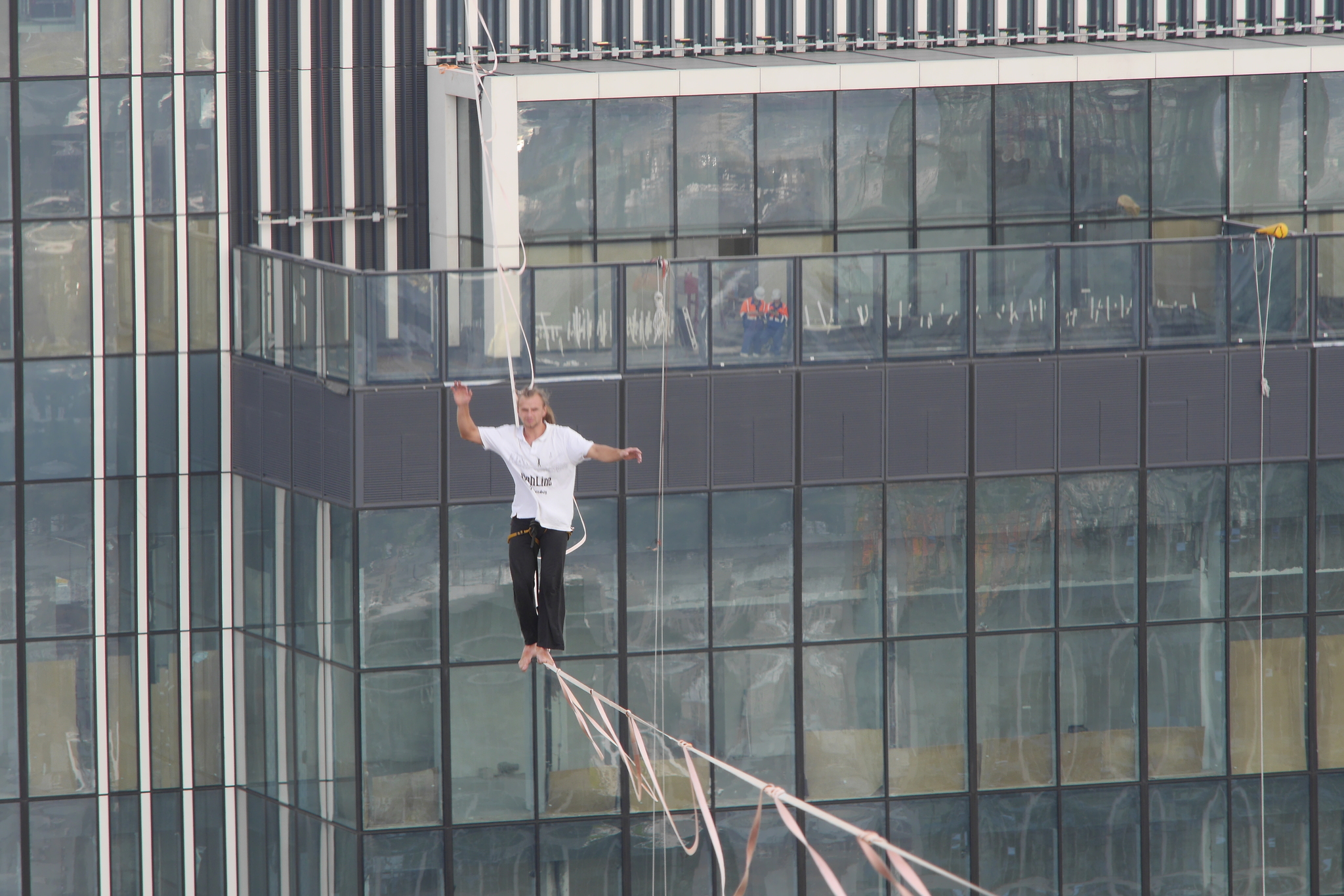 Highline world record. - My, Highliner, Moscow City, World record, Guinness Book of Records, , Longpost, Highline