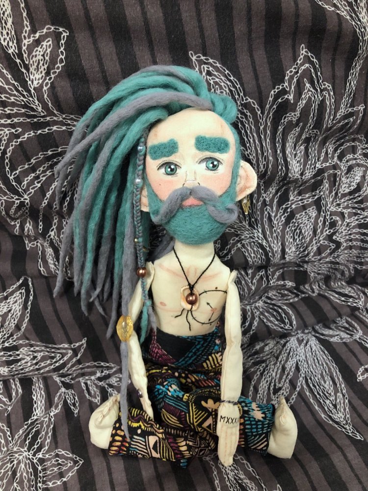 He was green! - My, Dreadlocks, Textile doll, Rastaman, Needlework without process, Handmade dolls, Rasta, Longpost