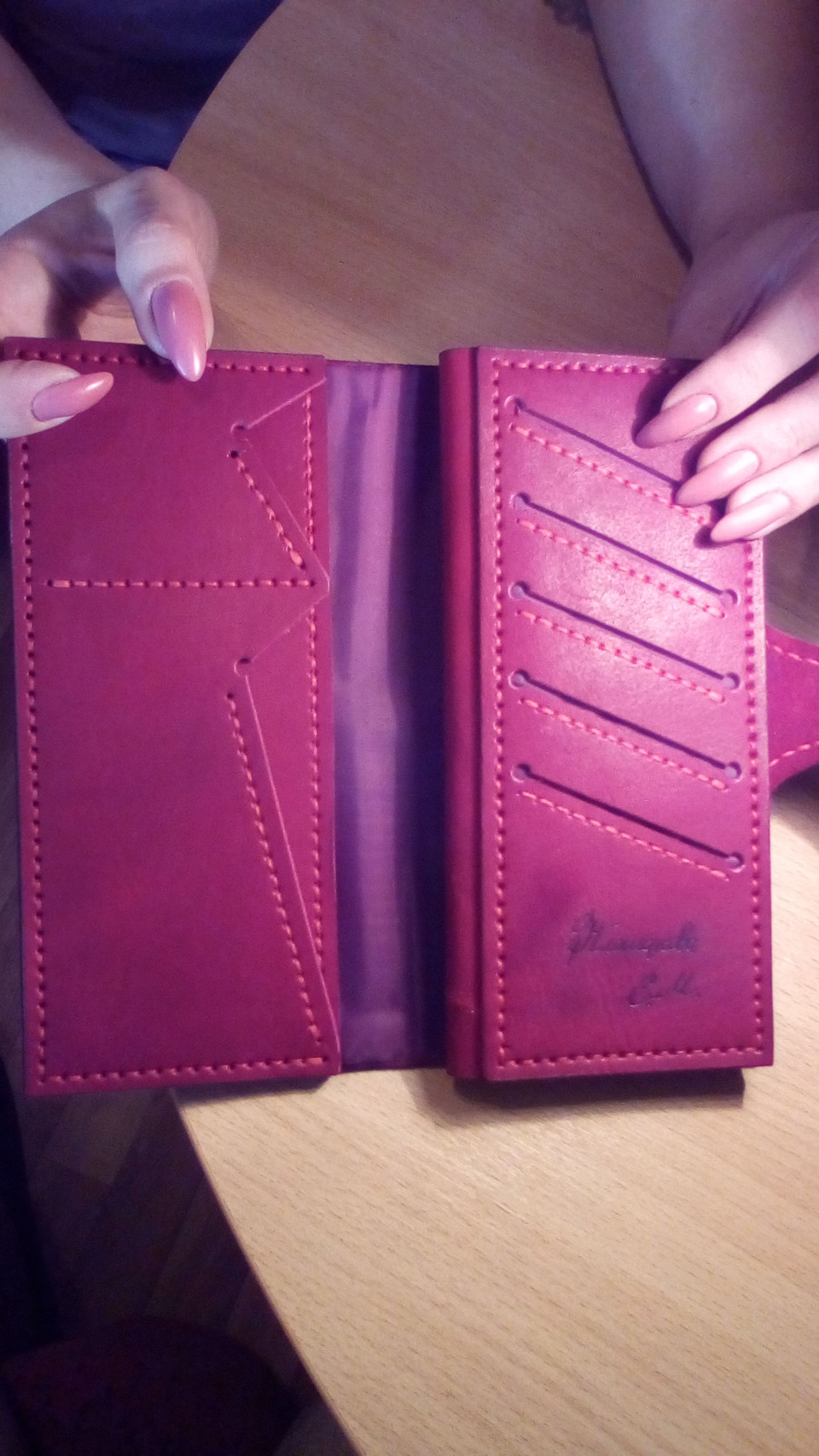 Women's leather wallet 2 - My, Leather craft, With your own hands, Needlework without process, Longpost