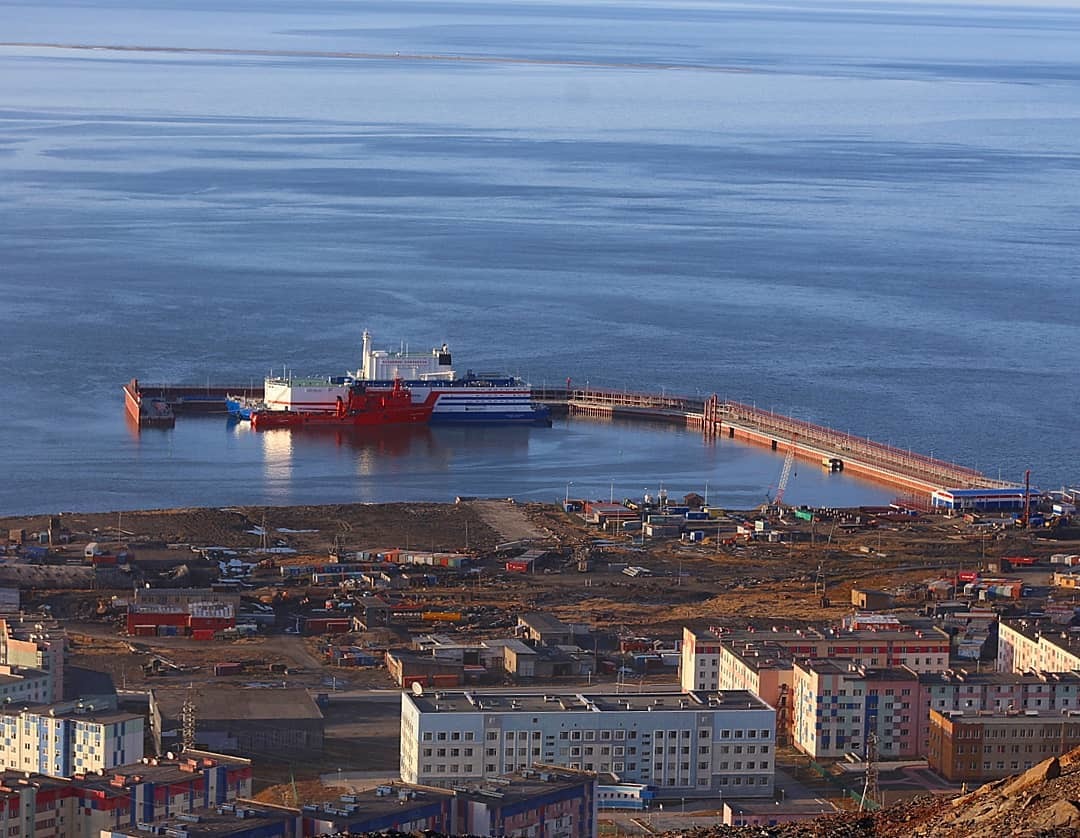 PUB Akademik Lomonosov moored in Pevek - PEB, Academician Lomonosov, Pevek, Longpost, Floating nuclear power plant, nuclear power station