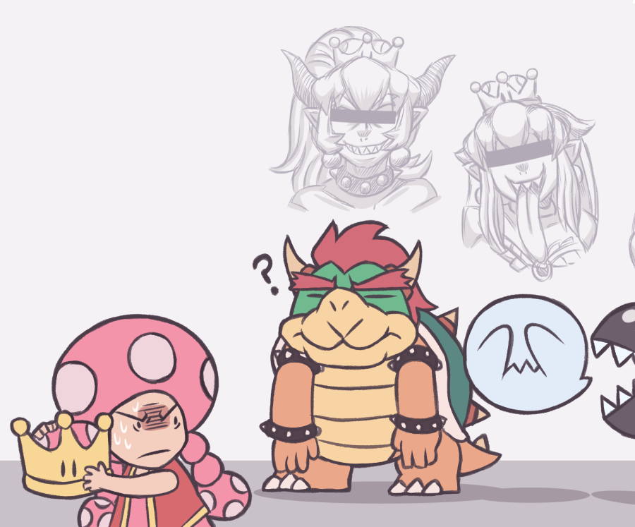 After what happened last year she’s not letting anyone else touch the damn crown - Ayyk92, Марио, Toad, Супер корона, Bowser, Игры, Арт