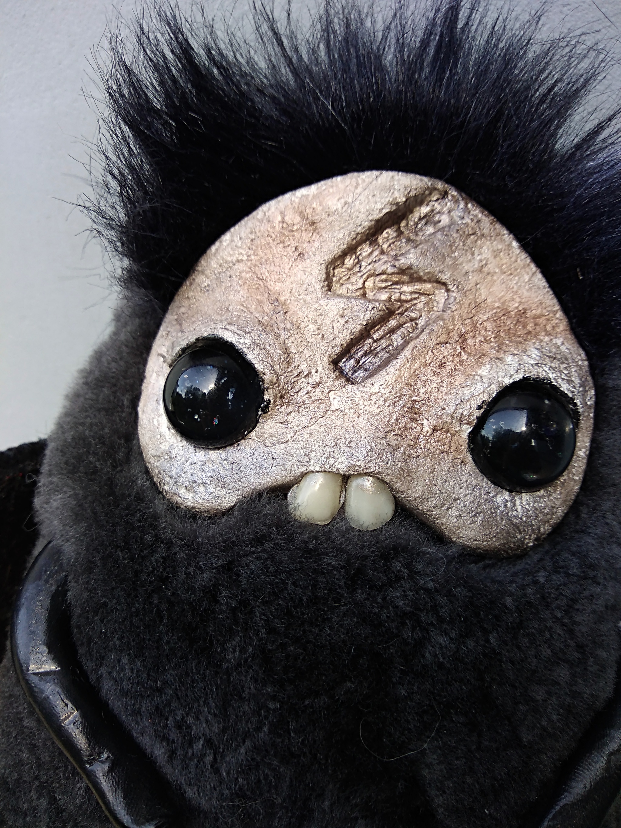 That's who I have) baby demon He is not evil and very good. And on the forehead rune. - My, Demon, Author's toy, Handmade, Soft toy, Mixed media, Hobby, Doll, Longpost, Needlework without process, Doll