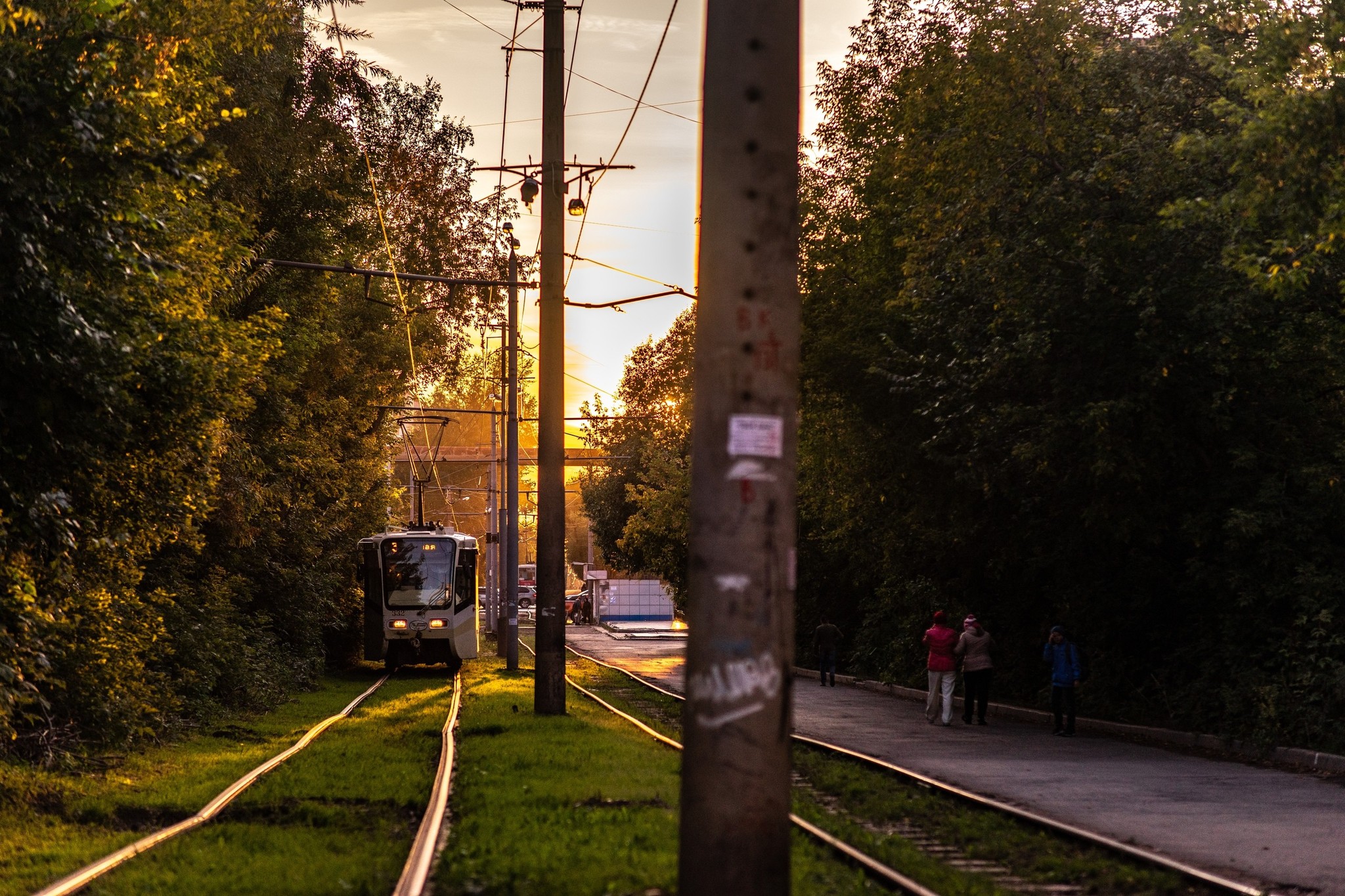 Towards the sun along the paths - My, Tram, Tomsk, Sunset, Longpost