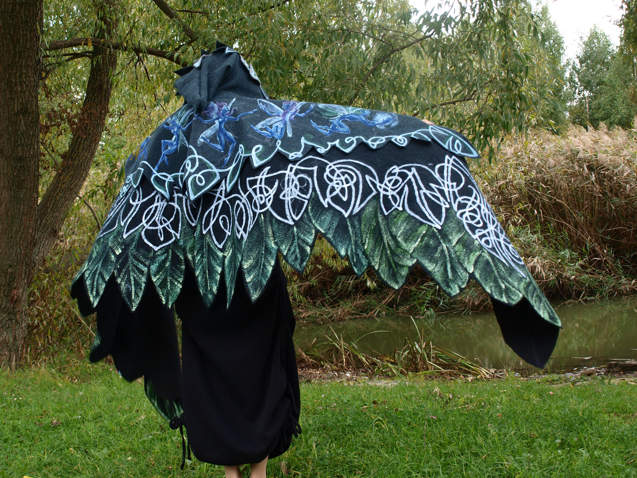 Shawl-wings Pixie - My, Kai Yara, Painting on fabric, Warm clothes, Fantasy, Celtica, Shawl, Longpost