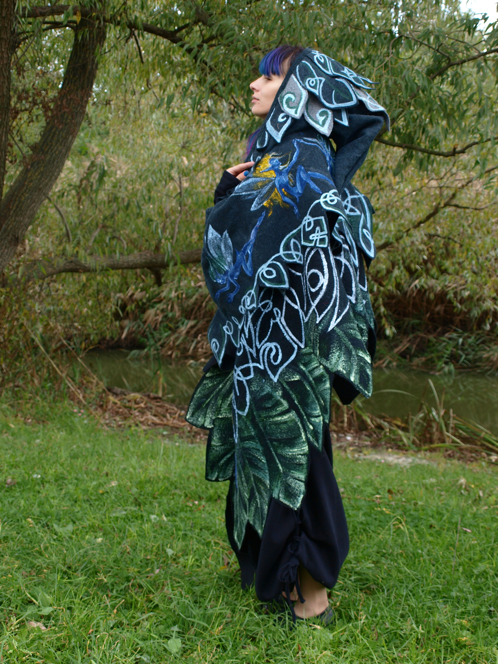 Shawl-wings Pixie - My, Kai Yara, Painting on fabric, Warm clothes, Fantasy, Celtica, Shawl, Longpost