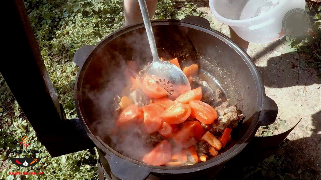 Dumlyama in a cauldron - My, With grandfather at lunch, Dumlyama, Meat, Food, Yummy, Recipe, Video, Longpost