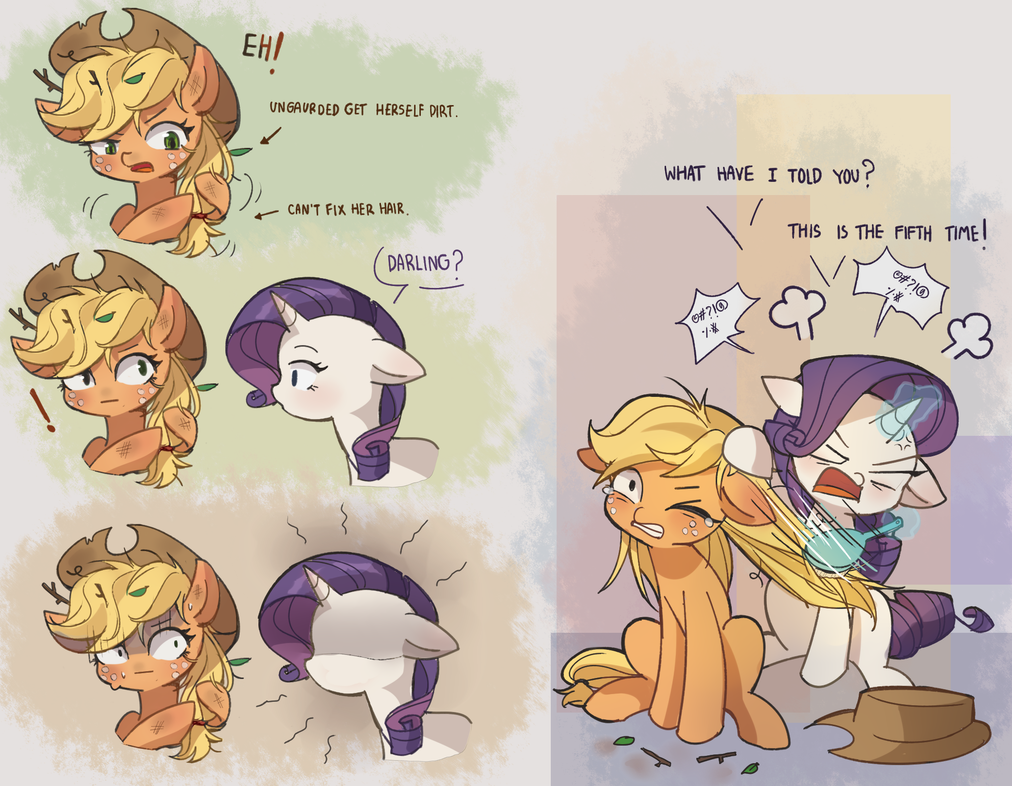 Тяжело живется земнопоням - My Little Pony, PonyArt, Applejack, Rarity, Looknamtcn