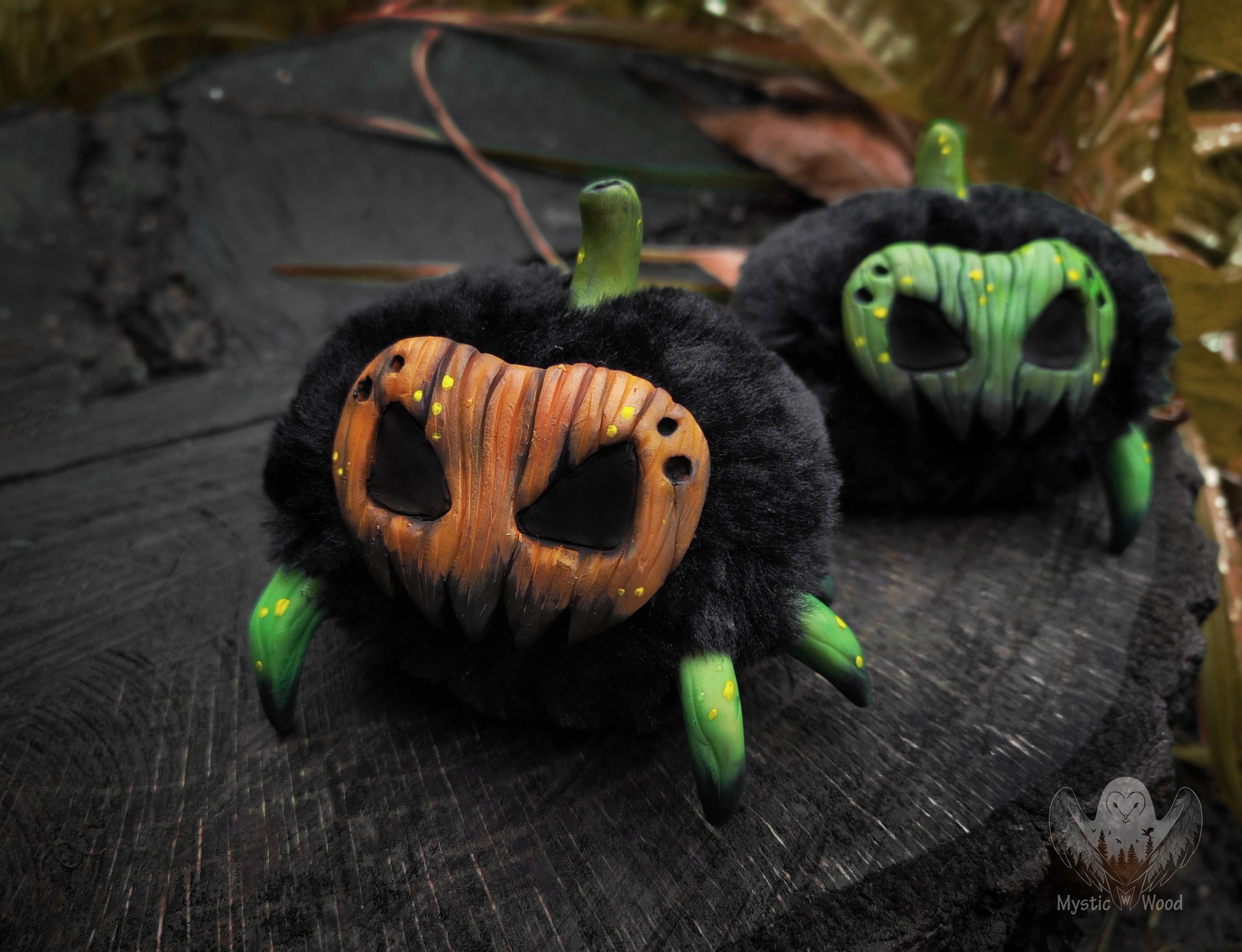 Pumpkin spiders - My, Spider, Pumpkin, Halloween, Polymer clay, Needlework without process, Handmade, Longpost