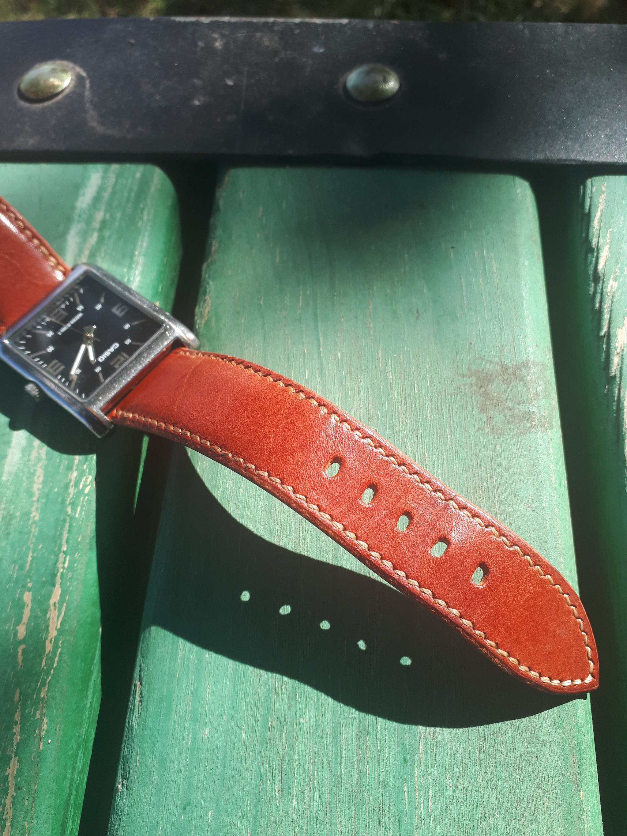 Watch strap. - My, Natural leather, With your own hands, Handmade, Strap, , Video, Longpost