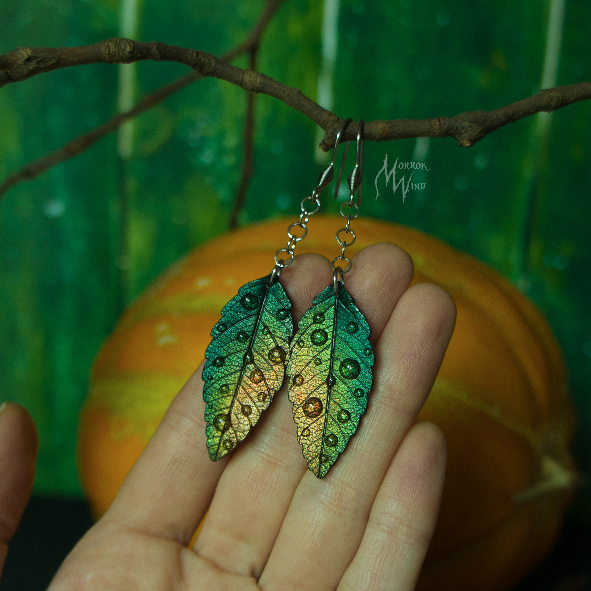 Leaf fall. Polymer clay, resin. - My, Needlework without process, Polymer clay, With your own hands, Autumn, Leaves, Earrings, Longpost