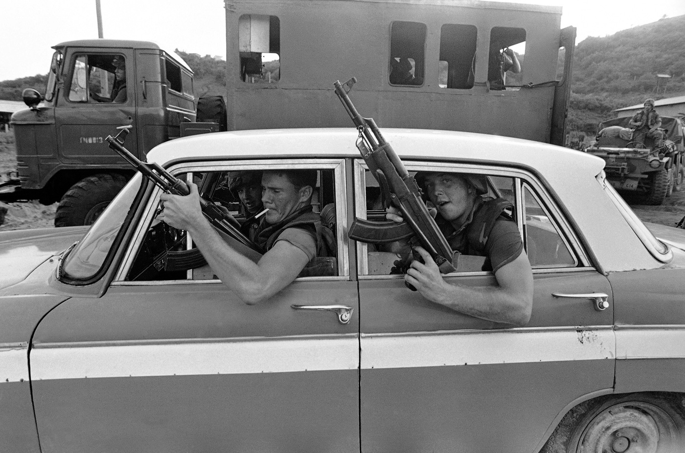 American Rangers at Point Salinas Airport, 1983 - Grenada, USA, , Retro, AK-47, Gaz-66, Special operation