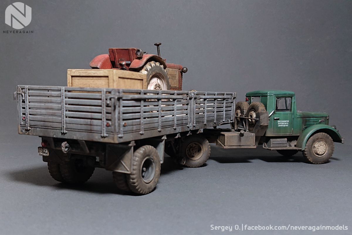 MAZ-200V with semi-trailer MAZ-5215 - My, Stand modeling, Scale model, Maz 200, Tractor, Hobby, Modeling, Longpost