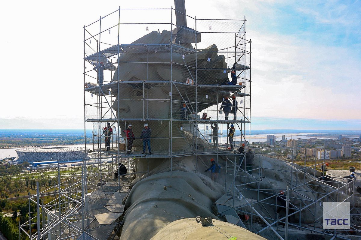 Motherland in Stalingrad under reconstruction - Motherland, Stalingrad, Volgograd, Longpost