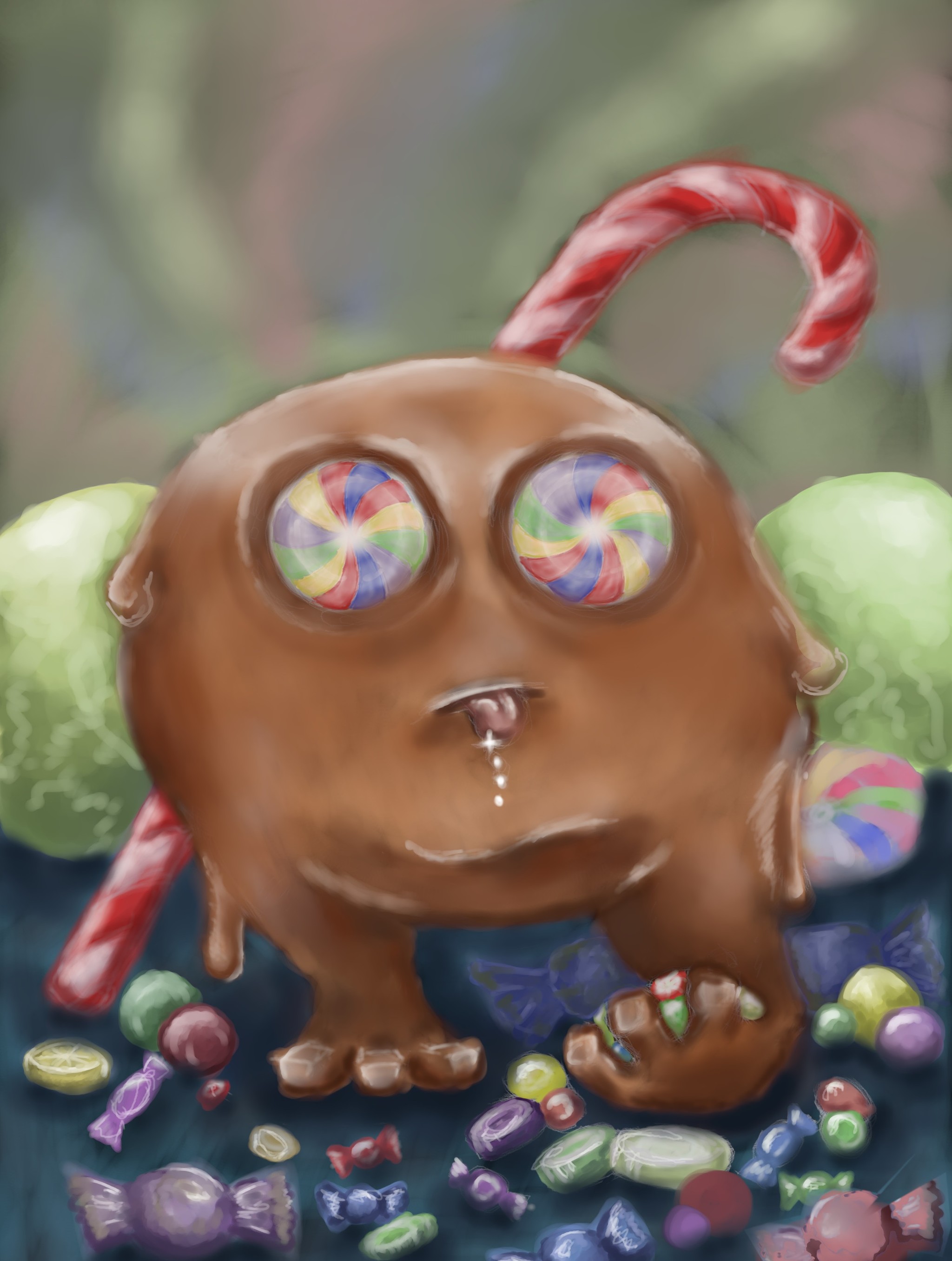 Caramel Mostr - My, Graphics tablet, Drawing, Monster, Sweets