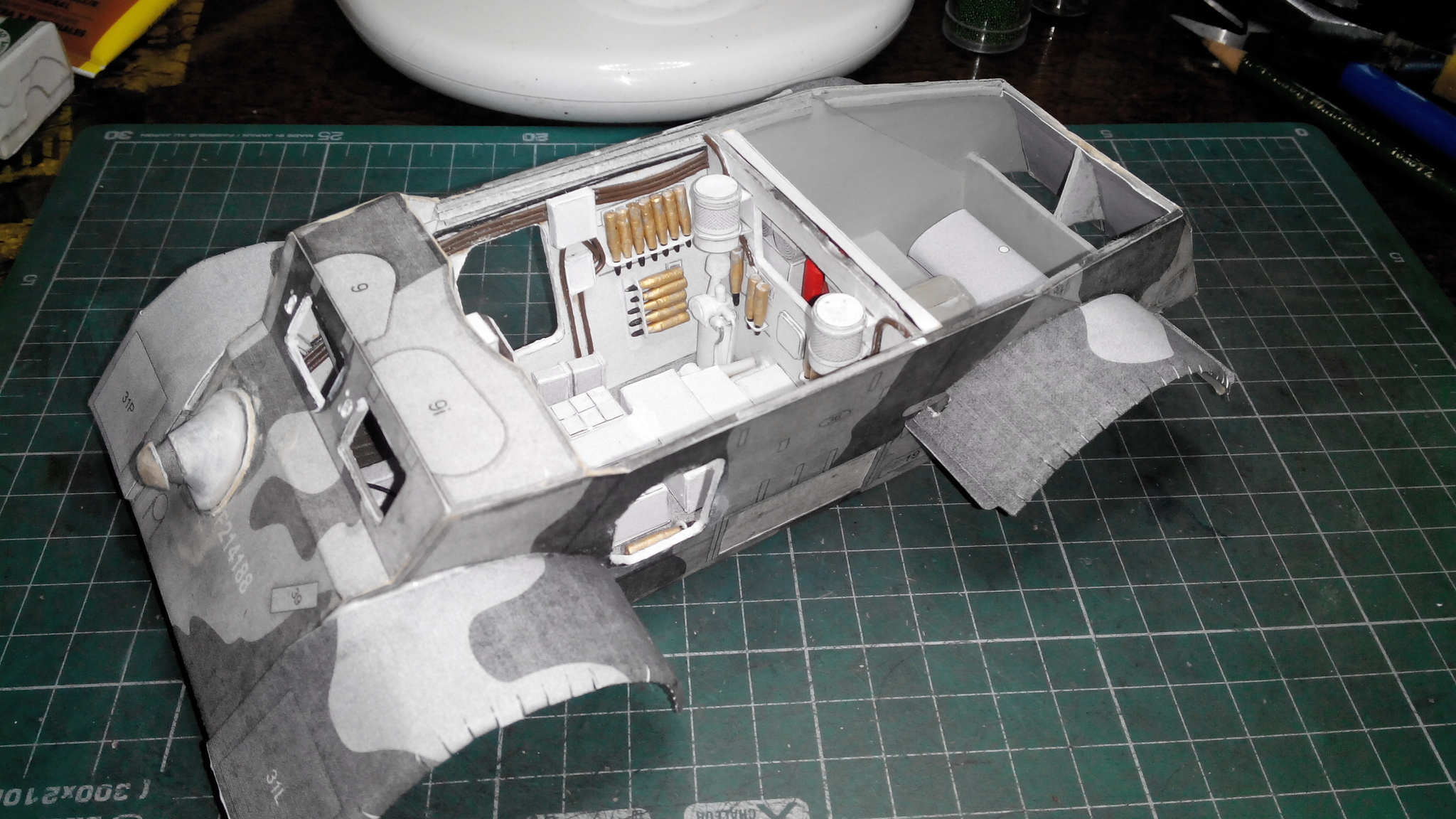 Staghound Mk.I Ironside - My, Models, Stand modeling, Scale model, Paper modeling, Longpost, Papercraft