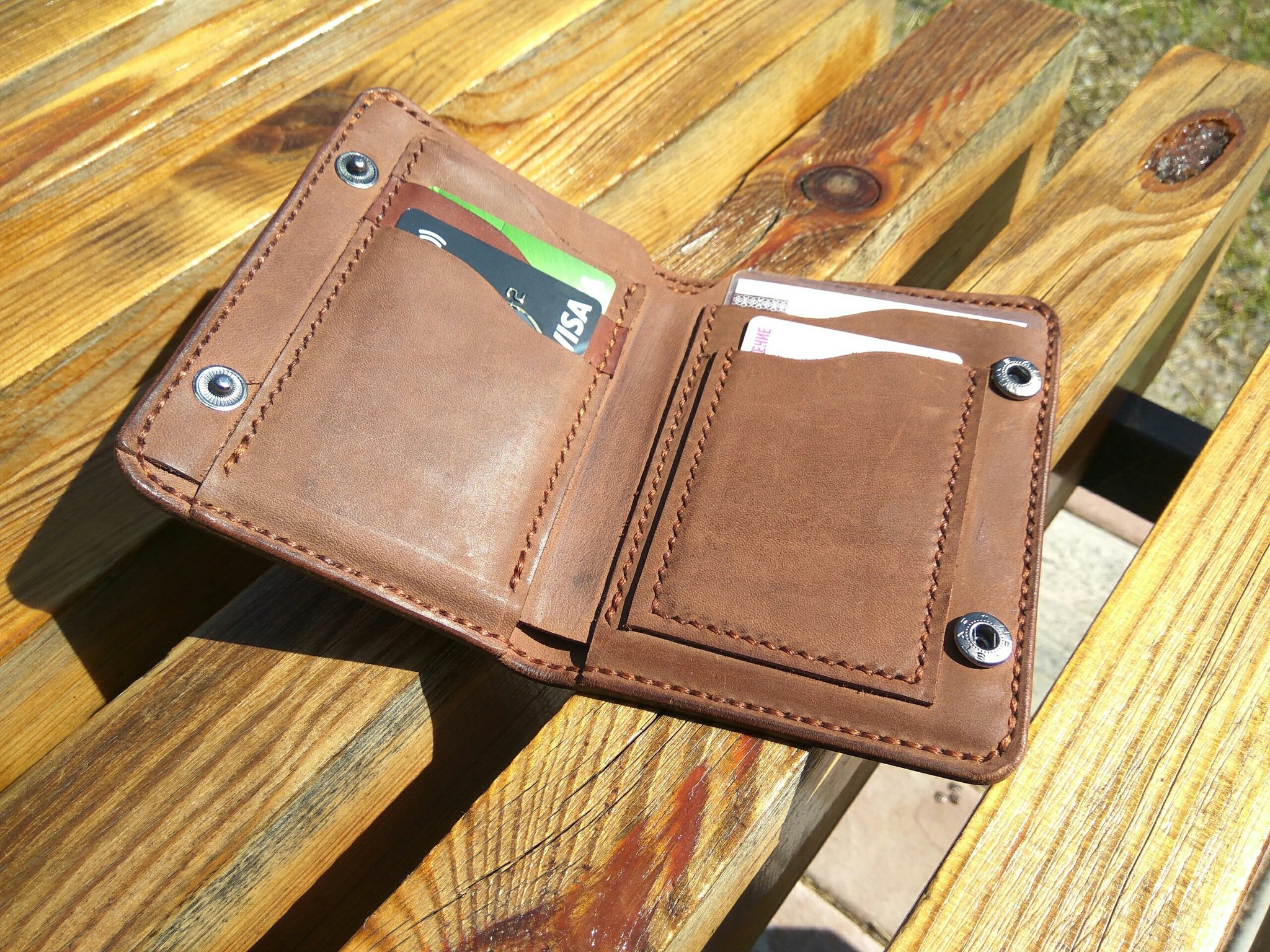 Second wallet - My, Leather, Wallet, With your own hands, Longpost