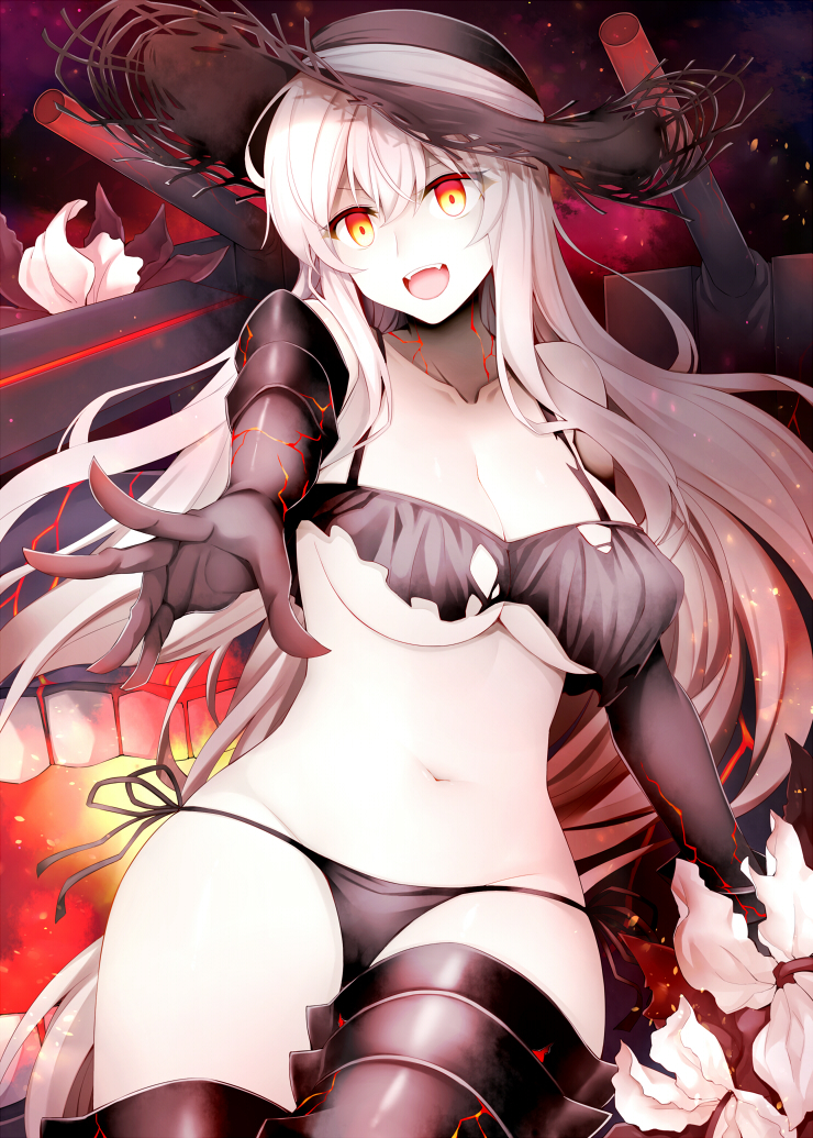 Aircraft carrier summer hime - NSFW, Kantai collection, , Sugoi dekai, Abyssal, Anime art, Anime, Art