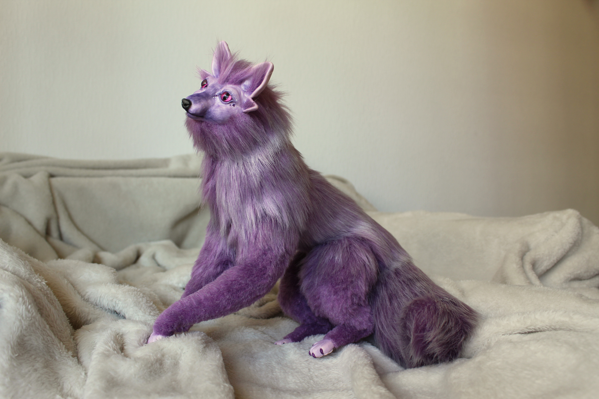 Cosmic Lavender. - My, Polymer clay, Domestic fox, Fox, Longpost, Needlework with process, Needlework, Mixed media